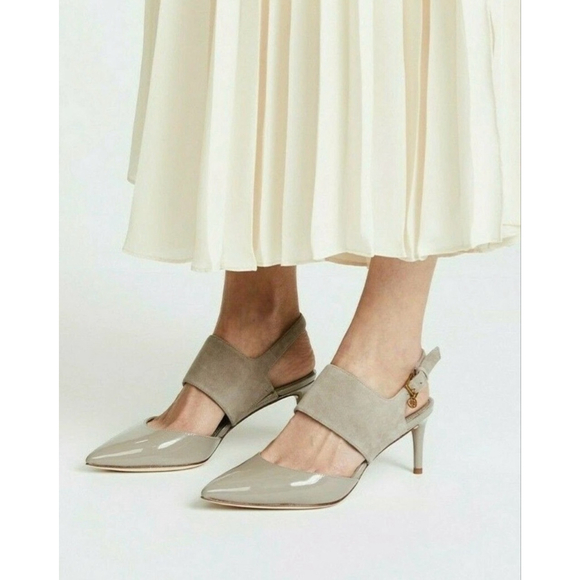 Tory Burch Shoes - Tory Burch Ashton 65mm Leather Slingback Sandal Dust Storm 10.5